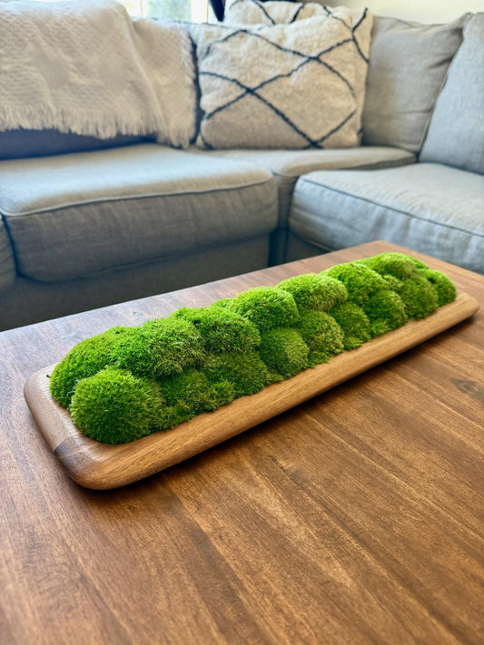 Preserved Pole Moss Centerpiece: Wood Nature Bowl, Wedding Decor | USA - TARIFF FREE