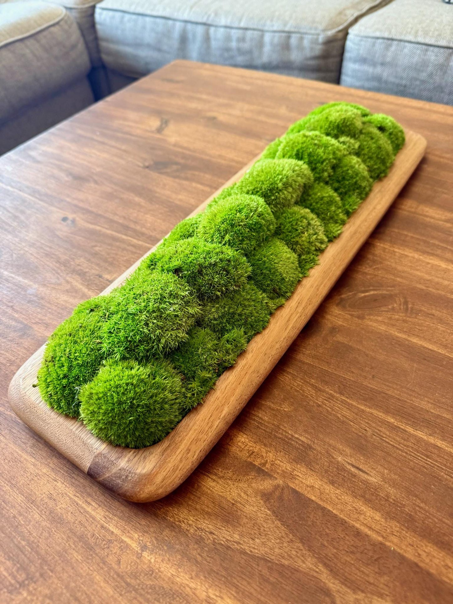 Preserved Pole Moss Centerpiece: Wood Nature Bowl, Wedding Decor | USA - TARIFF FREE