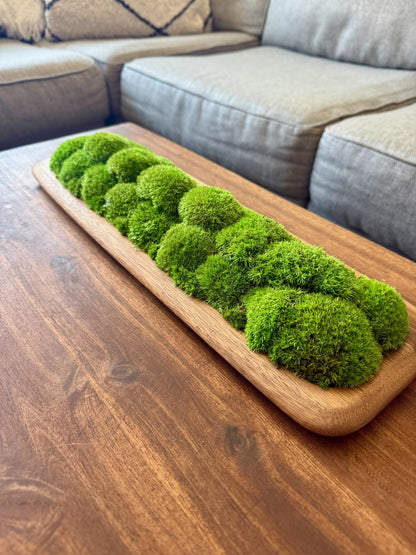 Preserved Pole Moss Centerpiece: Wood Nature Bowl, Wedding Decor | USA - TARIFF FREE