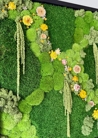 Preserved Reindeer Moss Wall Art: Wood Frame, Floral Accent (30" x 30") | USA - TARIFF FREE