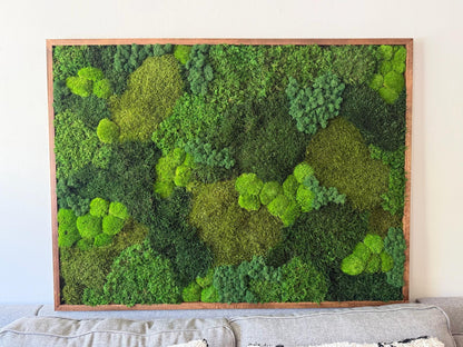 Large Preserved Reindeer Moss Wall Art in Wood Frame (36" x 48") | USA - TARIFF FREE