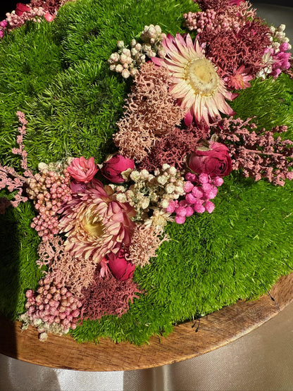 Preserved Moss Circle Centrepiece: Wood Bowl with Reindeer Moss | USA - TARIFF FREE