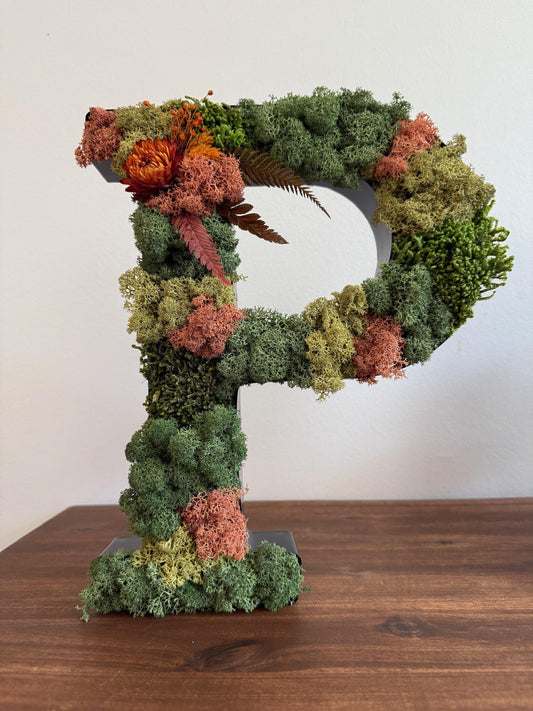 Preserved Moss Wall Letter: Custom Reindeer Moss Art | USA - TARIFF FREE