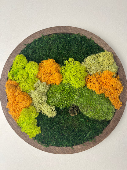 Moss Wall Art Circle - Shades of Green and Orange