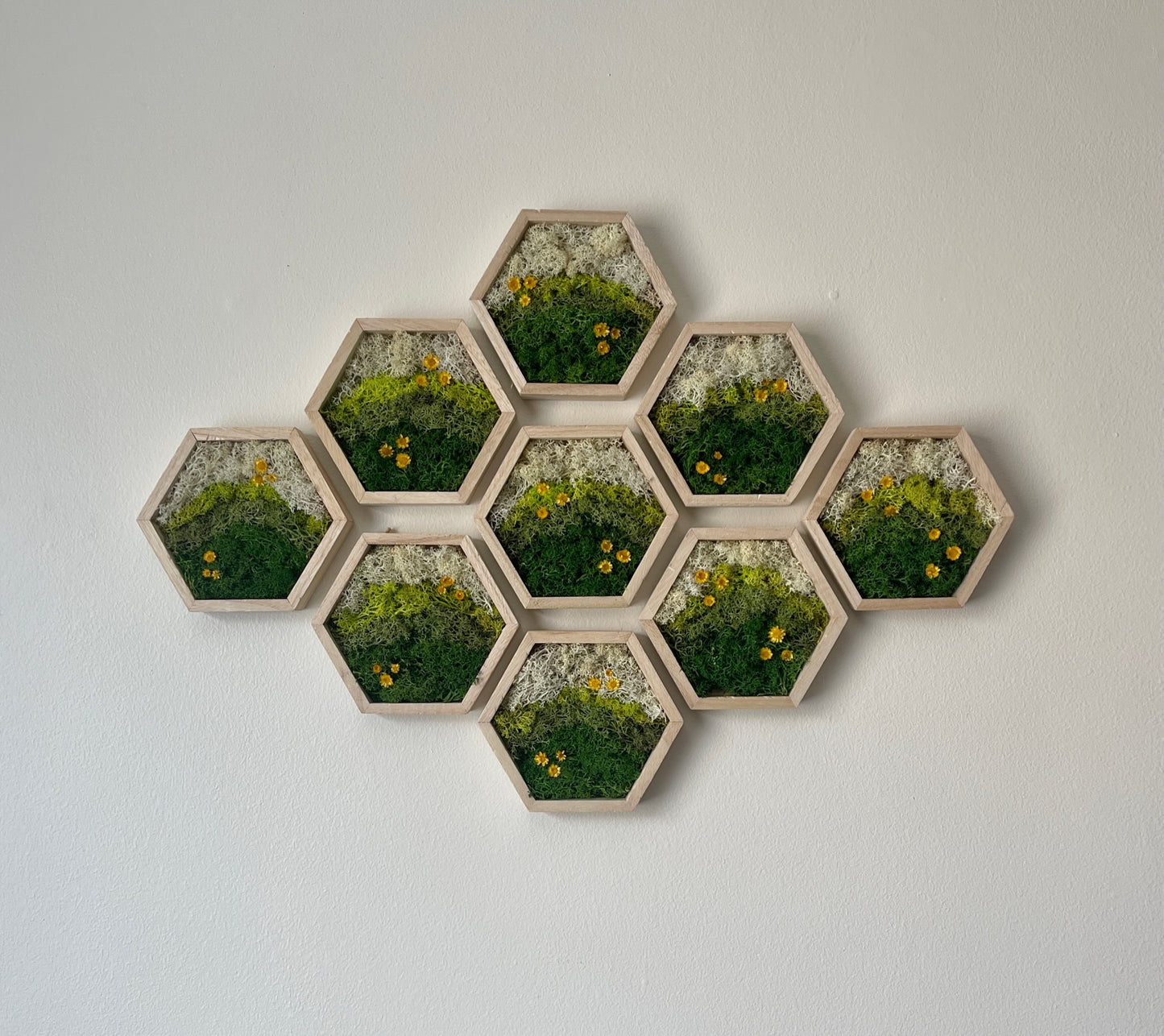 Meadow - Hexagon - Dark Green, Spring Green & White