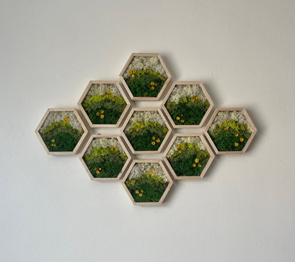 Meadow - Hexagon - Dark Green, Spring Green & White