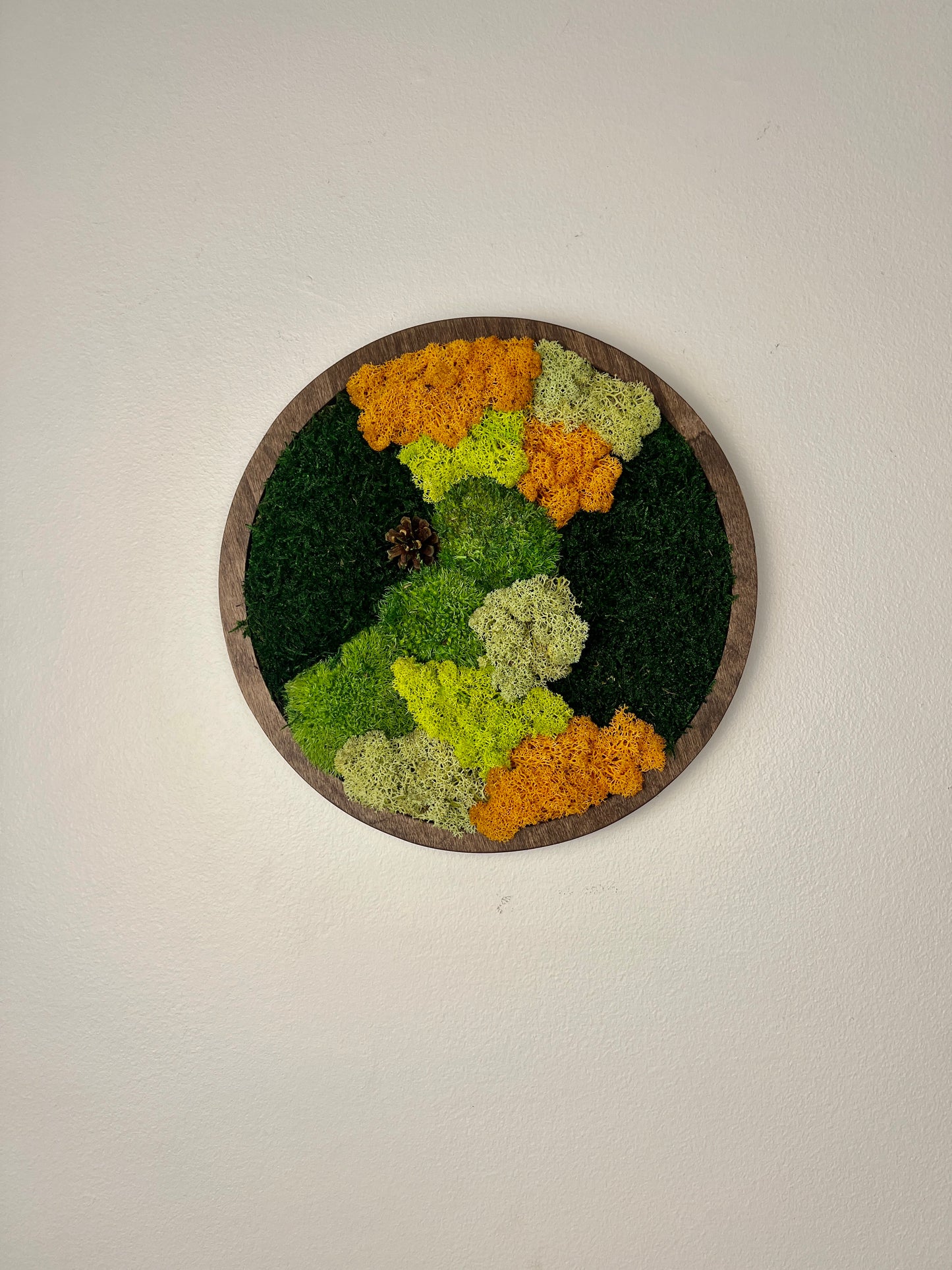 Moss Wall Art Circle - Shades of Green and Orange