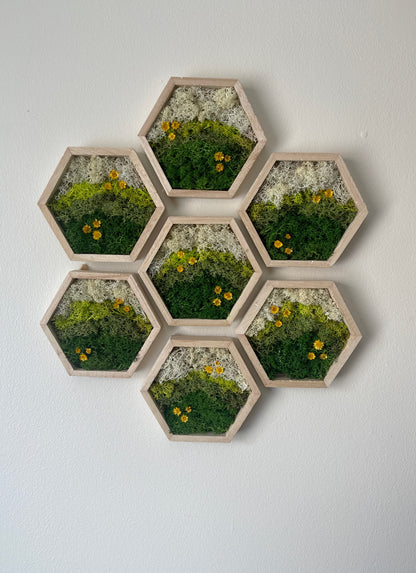 Meadow - Hexagon - Dark Green, Spring Green & White