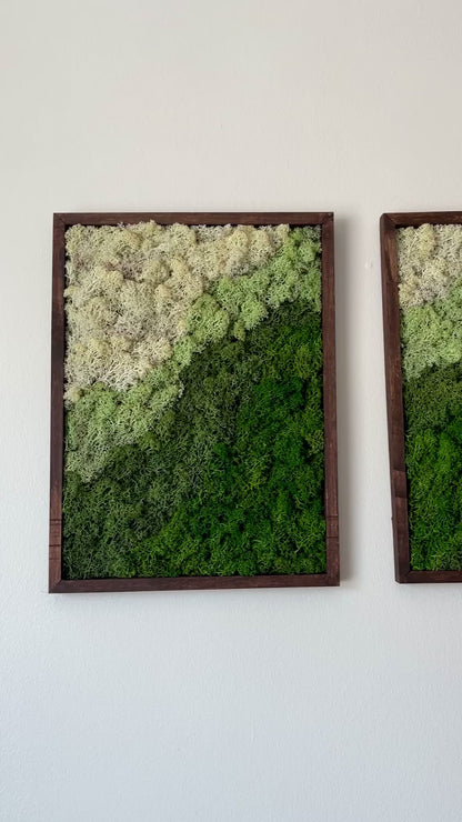 Moss Wall Art Rectangle Wood Frame - Dark Green, Medium Green, Mint and White