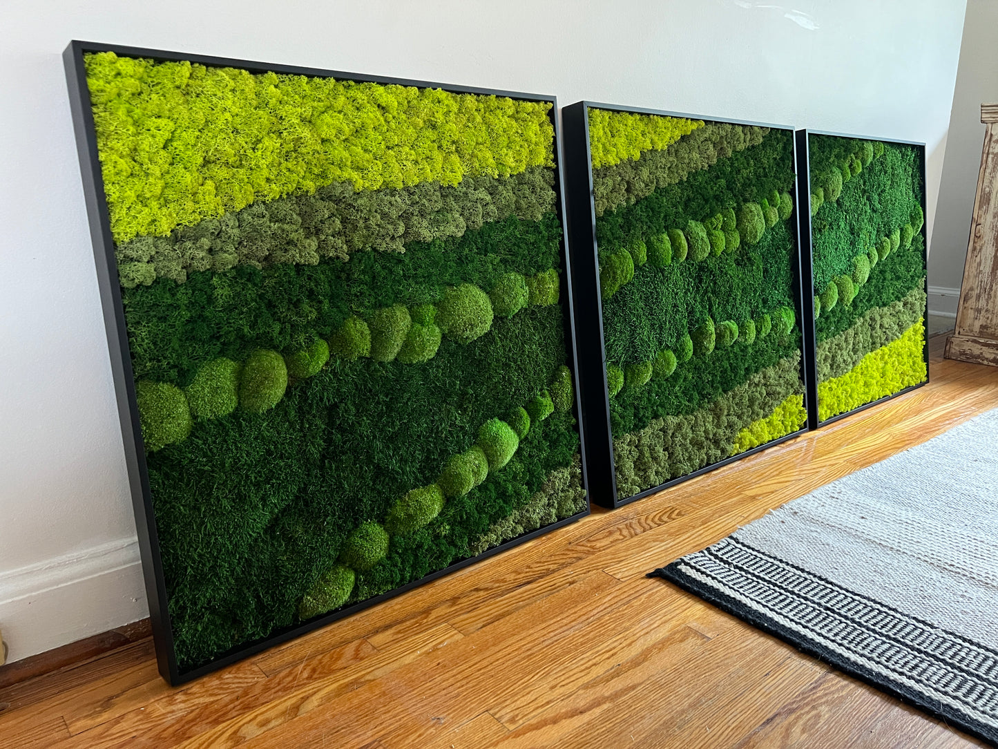 Moss Wall Art - Large Moss Wall Decor - Set of Three - Continuous Hillside