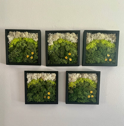 Meadow - Square - Green & Yellow Flowers - Black