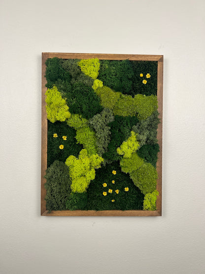 Fields of Green - Moss Wall Art Rectangle Wood Frame - Dark Green, Medium Green, Spring Green & Sheet Moss