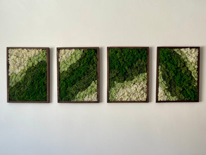 Moss Wall Art Rectangle Wood Frame - Dark Green, Medium Green, Mint and White