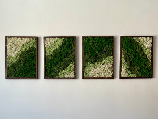 Moss Wall Art Rectangle Wood Frame - Dark Green, Medium Green, Mint and White