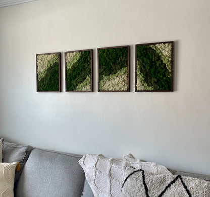 Moss Wall Art Rectangle Wood Frame - Dark Green, Medium Green, Mint and White