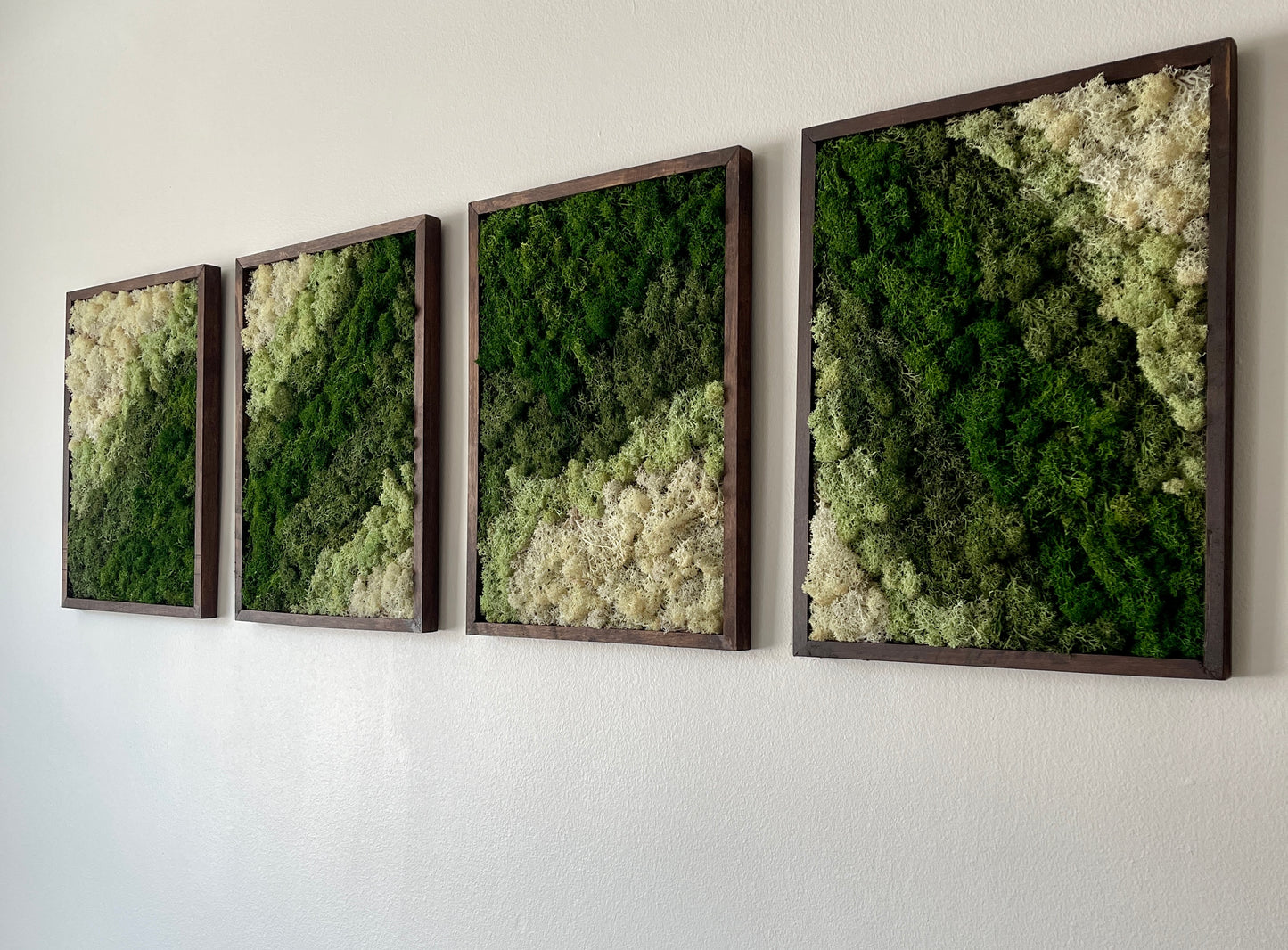 Moss Wall Art Rectangle Wood Frame - Dark Green, Medium Green, Mint and White