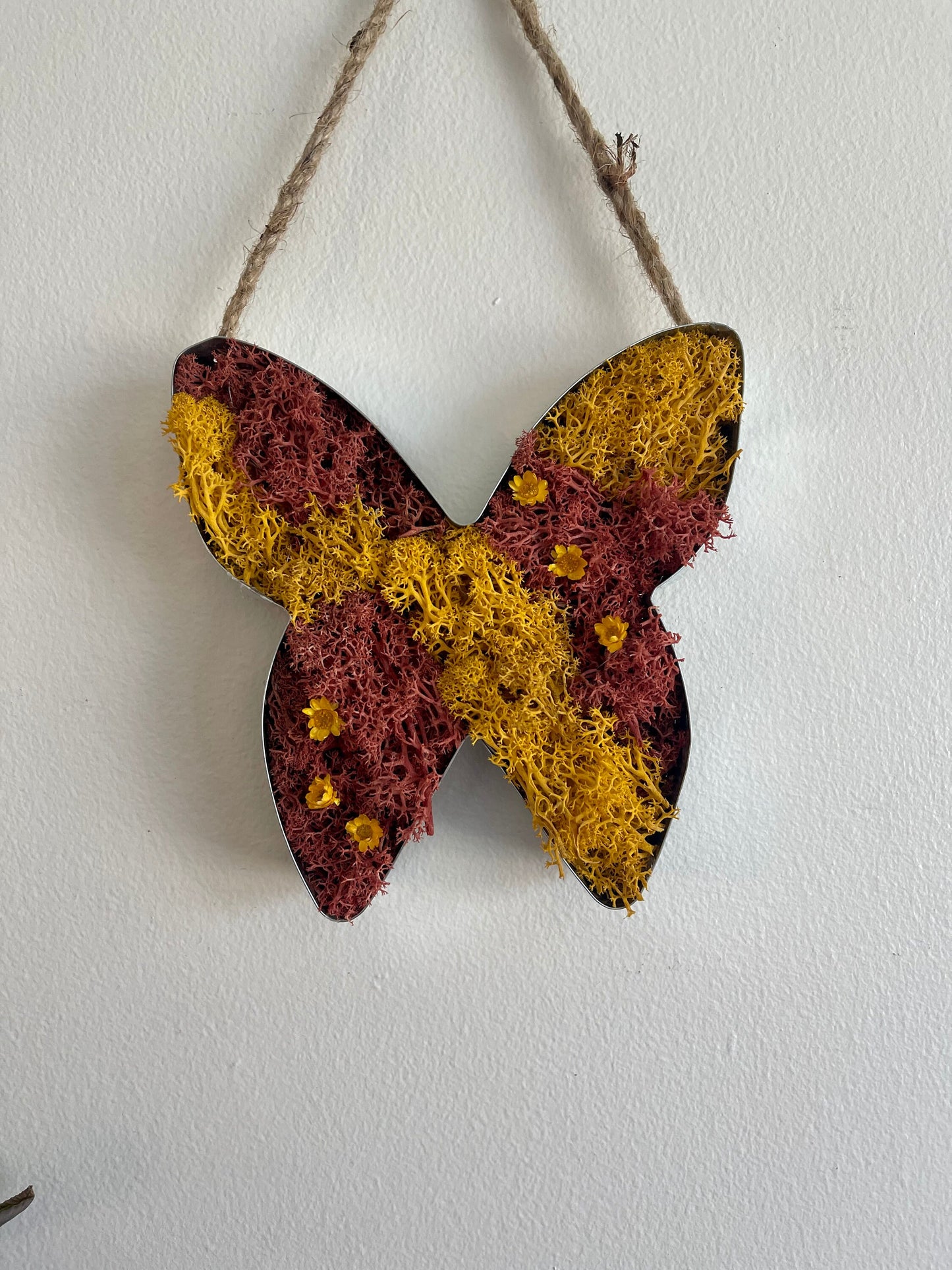 Butterfly Moss | Wall Art  |  Home Decor  | Metal Butterfly Wall Hangings | Red and Yellow