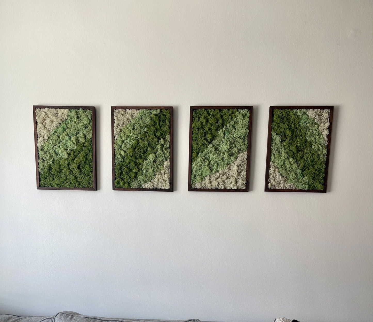 Moss Wall Art | Preserved Moss Framed | Moss Wall Decor | Moss Wall Art | Set of 1 - 4 | Rectangle Wood Frame | Medium Green, Mint and White