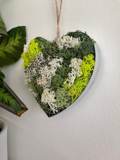 Heart Moss  | Wall Art  |  Home  Decor  | Metal Heart  | Green