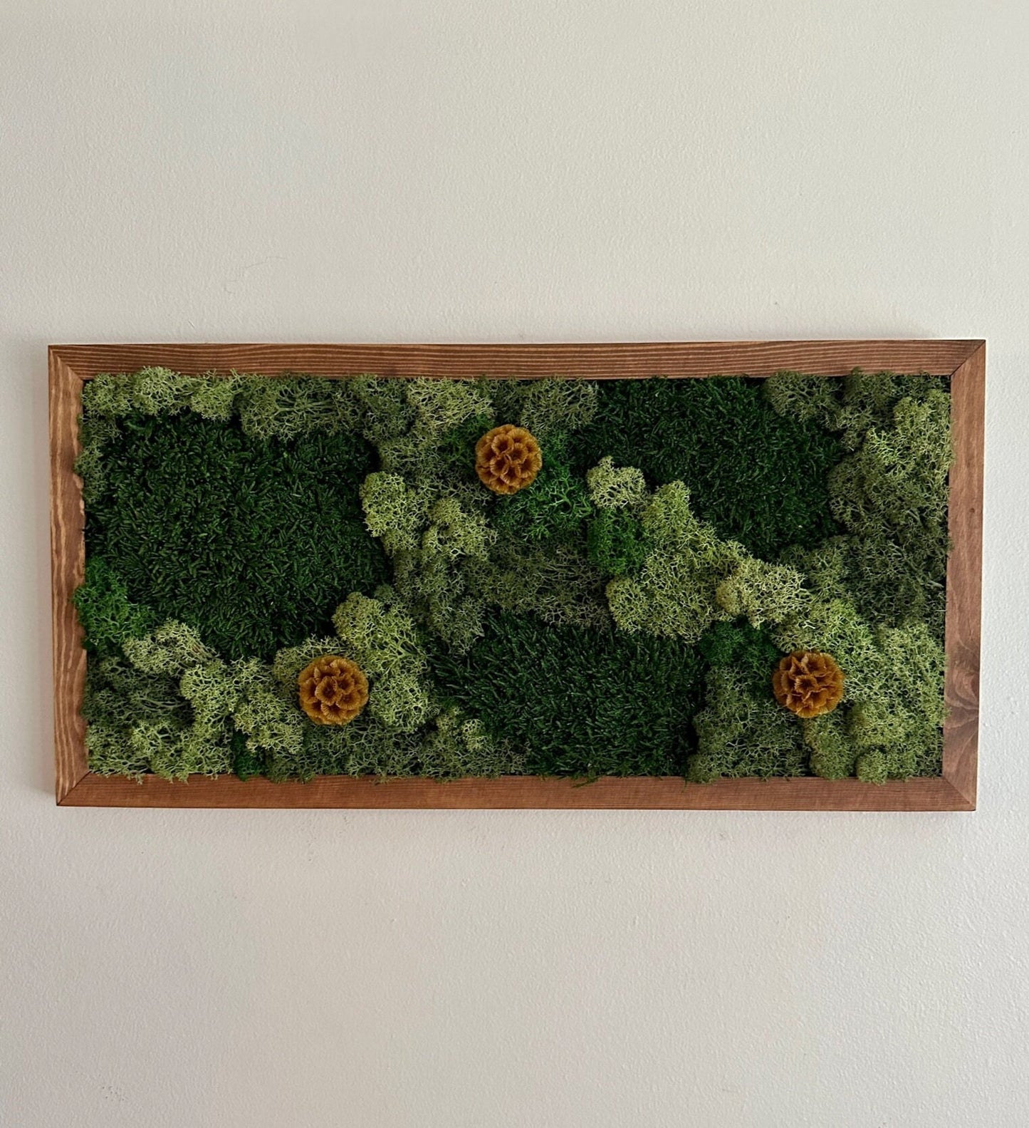 Moss Wall Art | Preserved Moss Art Framed | Moss Wall Decor | Moss Wall Sets | Rectangle Single to Set of Six || Reindeer and Sheet Moss