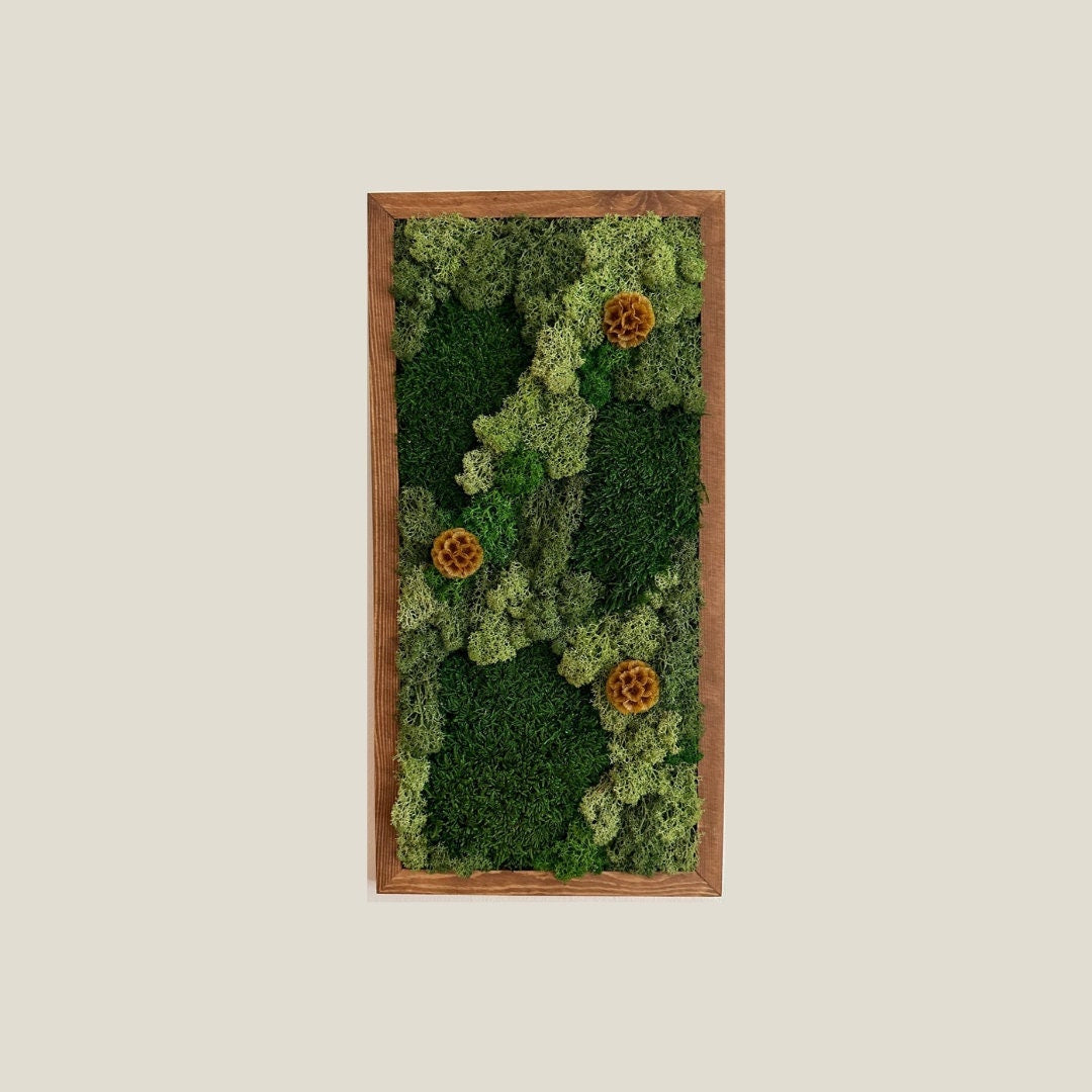 Moss Wall Art | Preserved Moss Art Framed | Moss Wall Decor | Moss Wall Sets | Rectangle Single to Set of Six || Reindeer and Sheet Moss