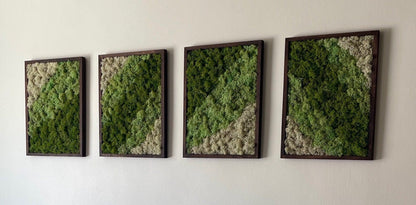 Moss Wall Art | Preserved Moss Framed | Moss Wall Decor | Moss Wall Art | Set of 1 - 4 | Rectangle Wood Frame | Medium Green, Mint and White