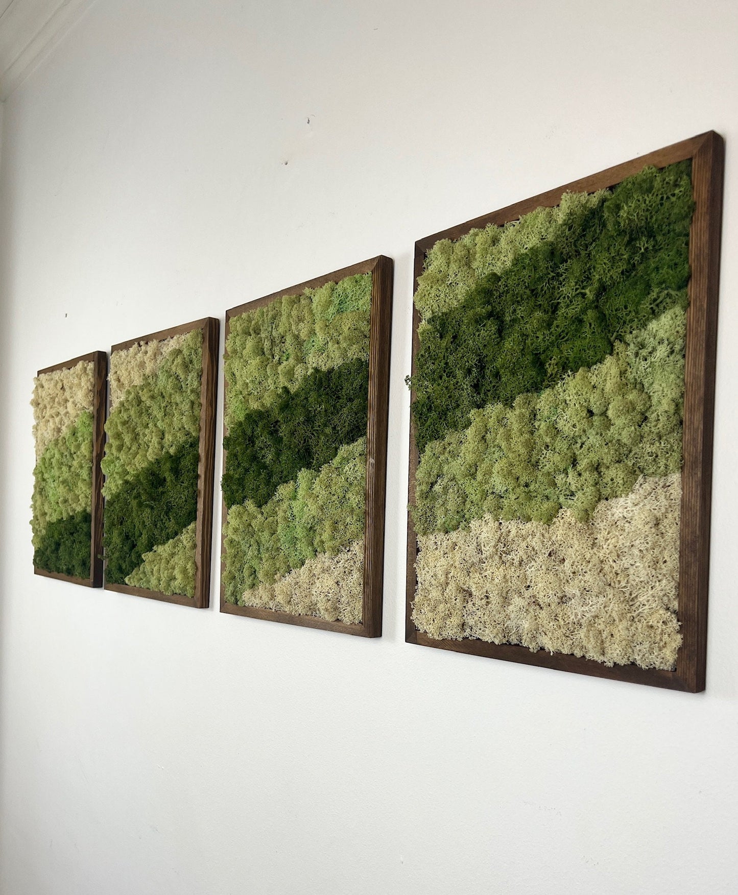 Moss Wall Art | Preserved Moss Framed | Moss Wall Decor | Moss Wall Art | Set of 1 - 4 | Rectangle Wood Frame | Dark Green, Mint and White