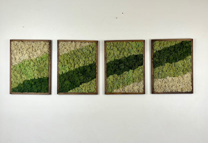 Moss Wall Art | Preserved Moss Framed | Moss Wall Decor | Moss Wall Art | Set of 1 - 4 | Rectangle Wood Frame | Dark Green, Mint and White