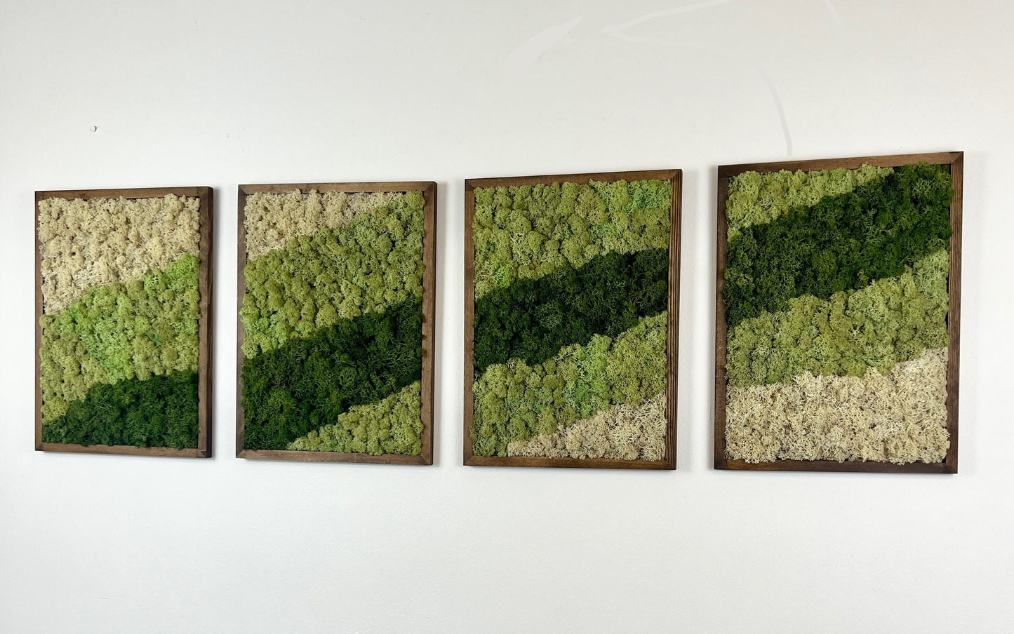 Moss Wall Art | Preserved Moss Framed | Moss Wall Decor | Moss Wall Art | Set of 1 - 4 | Rectangle Wood Frame | Dark Green, Mint and White