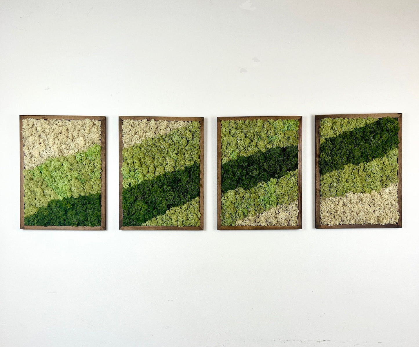 Moss Wall Art | Preserved Moss Framed | Moss Wall Decor | Moss Wall Art | Set of 1 - 4 | Rectangle Wood Frame | Dark Green, Mint and White