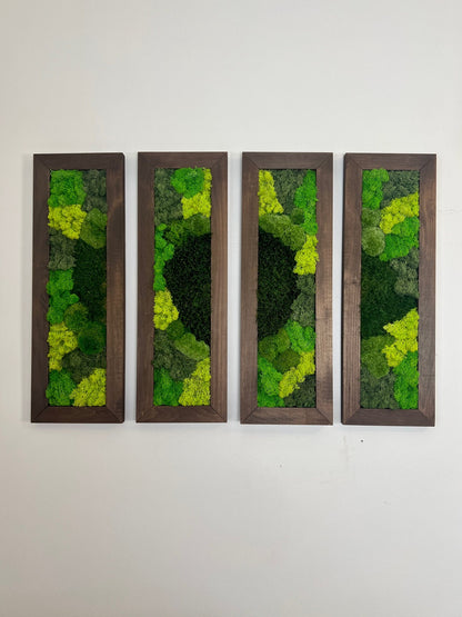 Moss Wall Art | Preserved Moss Art | Moss Wall Decor | 24” x 8” Wood Frame | Large Rectangle Single to Six Set | Reindeer Pole Sheet Moss