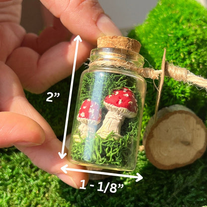 Mini Moss Terrarium | Reindeer Moss | Clay Polymer Mushrooms | Preserved Sheet Moss | Pole Moss | Rocks | Nature | Gift | Glass Terrarium