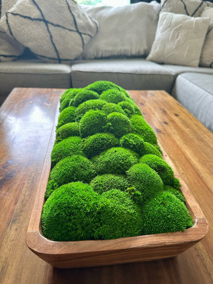 Moss Centerpiece Large | Pole Moss | Moss Planter | Preserved Moss Gift  | Wood Nature Bowl | Green Pole Moss | Gift | Wedding