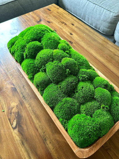 Moss Centerpiece Large | Pole Moss | Moss Planter | Preserved Moss Gift  | Wood Nature Bowl | Green Pole Moss | Gift | Wedding