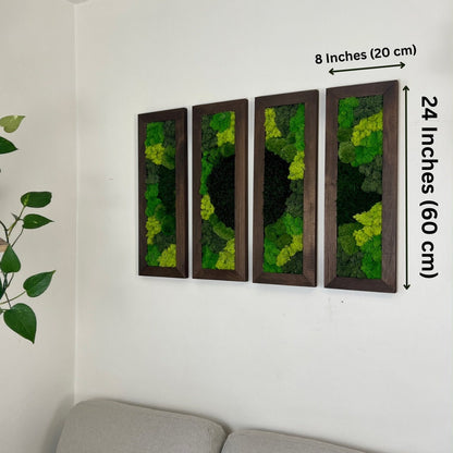 Moss Wall Art | Preserved Moss Art | Moss Wall Decor | 24” x 8” Wood Frame | Large Rectangle Single to Six Set | Reindeer Pole Sheet Moss